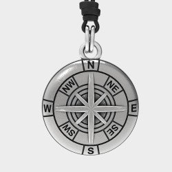 Men's 925 Silver Compass Necklace 0351