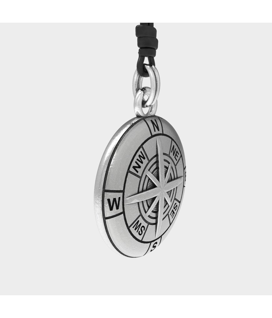 Men's 925 Silver Compass Necklace 0351