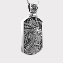 Geoxideerde Indian Warrior-halsketting voor heren 0342