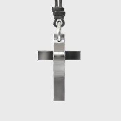 Silver Men's Cross With Cord - Men's Crosses With Chain 0336