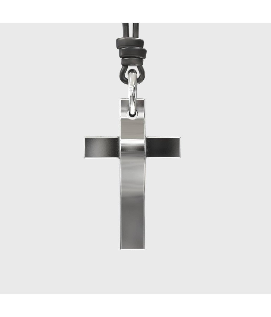 Cruz Hombre Plata Con Cordón - Cruces Hombre Con Cadena 0336