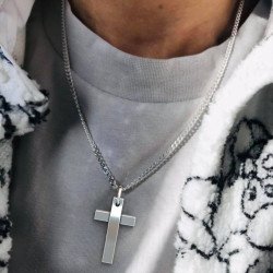 Silber Herrenkreuz mit Schnur - Herrenkreuze mit Kette 0336