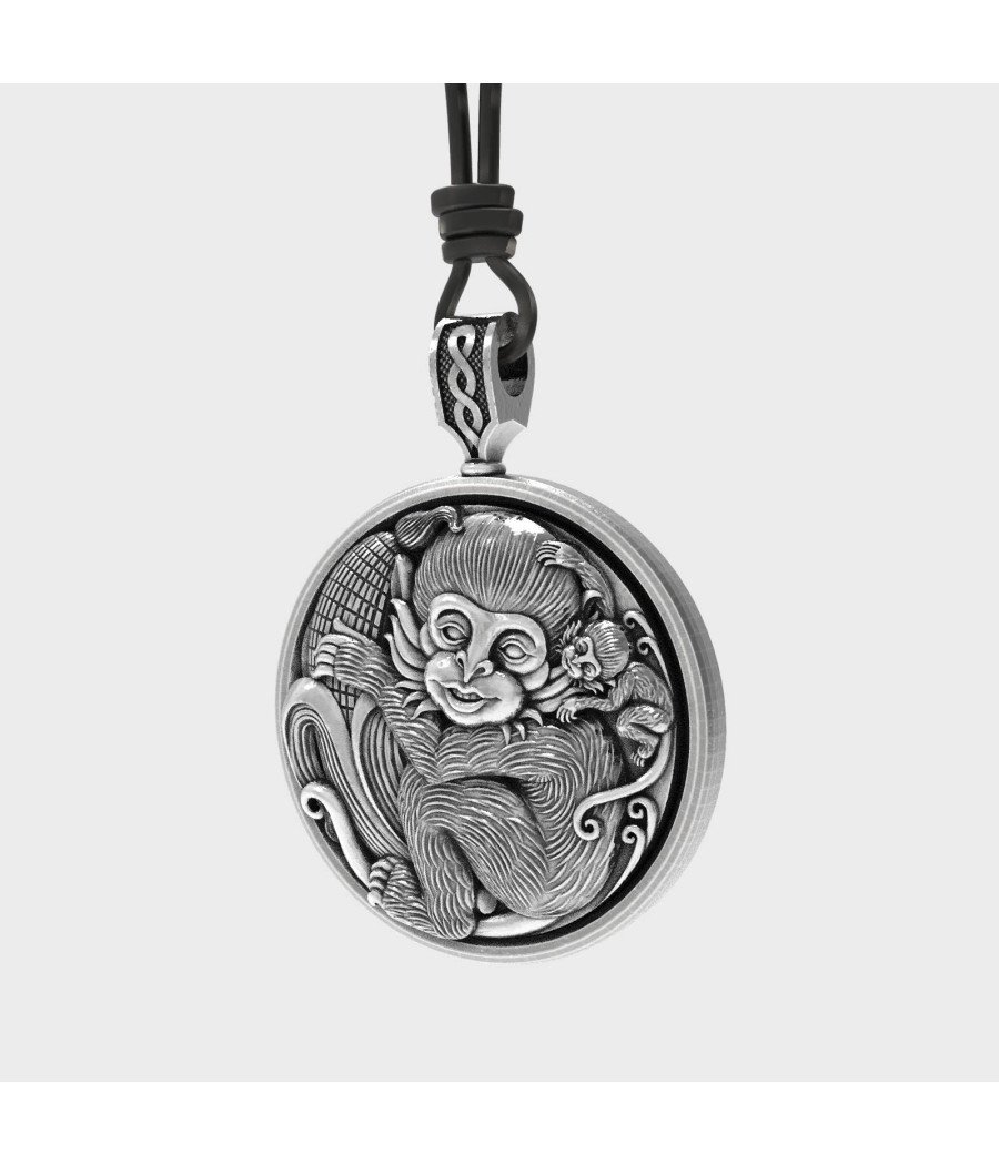 Collar Étnico Plata Madre Mono y su Bebé 0335