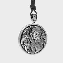 Collar Étnico Plata Madre Mono y su Bebé 0335