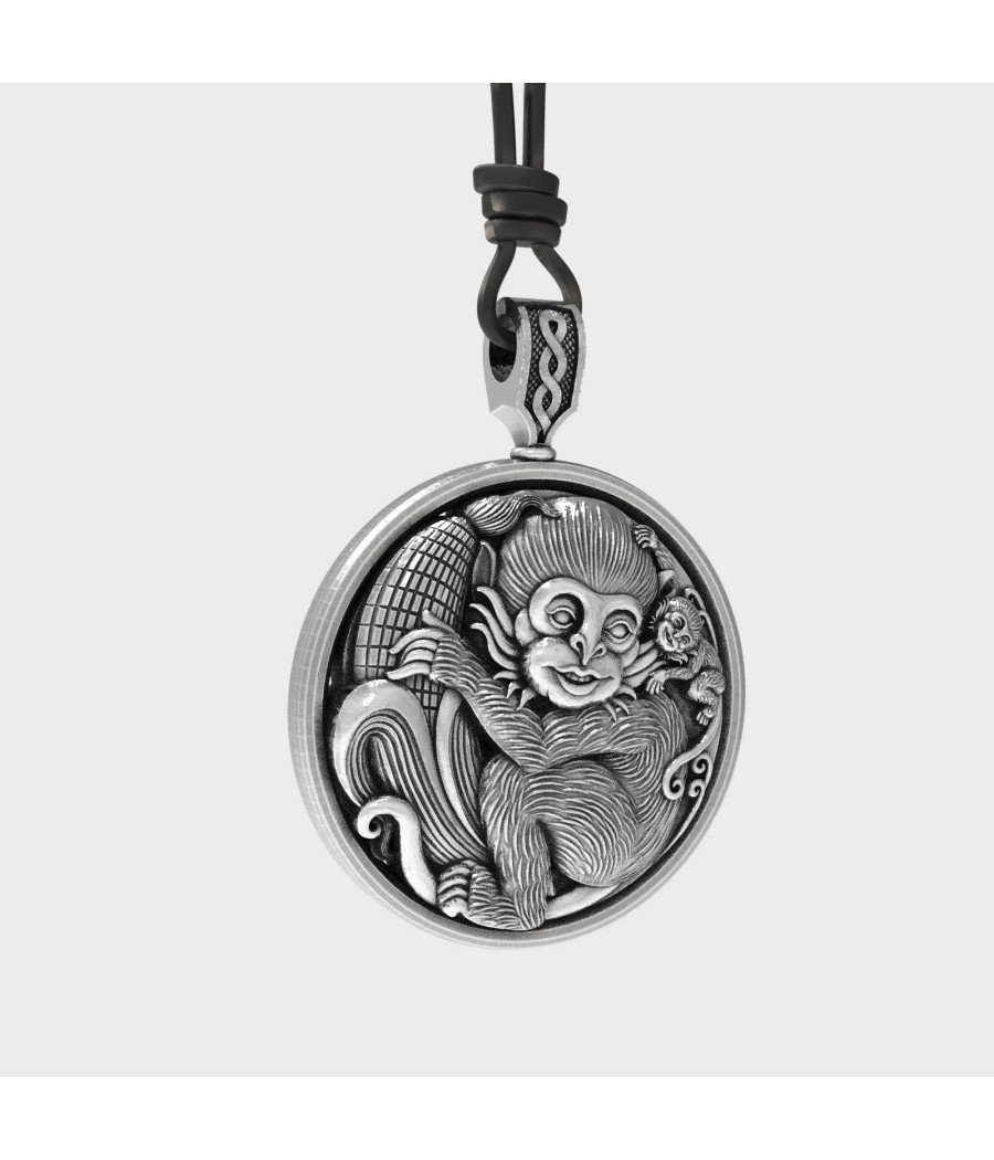Collar Étnico Plata Madre Mono y su Bebé 0335