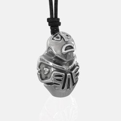 Ασημένιο Ανδρικό Οξειδωμένο Κολιέ Tiki Totem Ιθαγενών Ινδιάνων