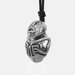 Ασημένιο Ανδρικό Οξειδωμένο Κολιέ Tiki Totem Ιθαγενών Ινδιάνων