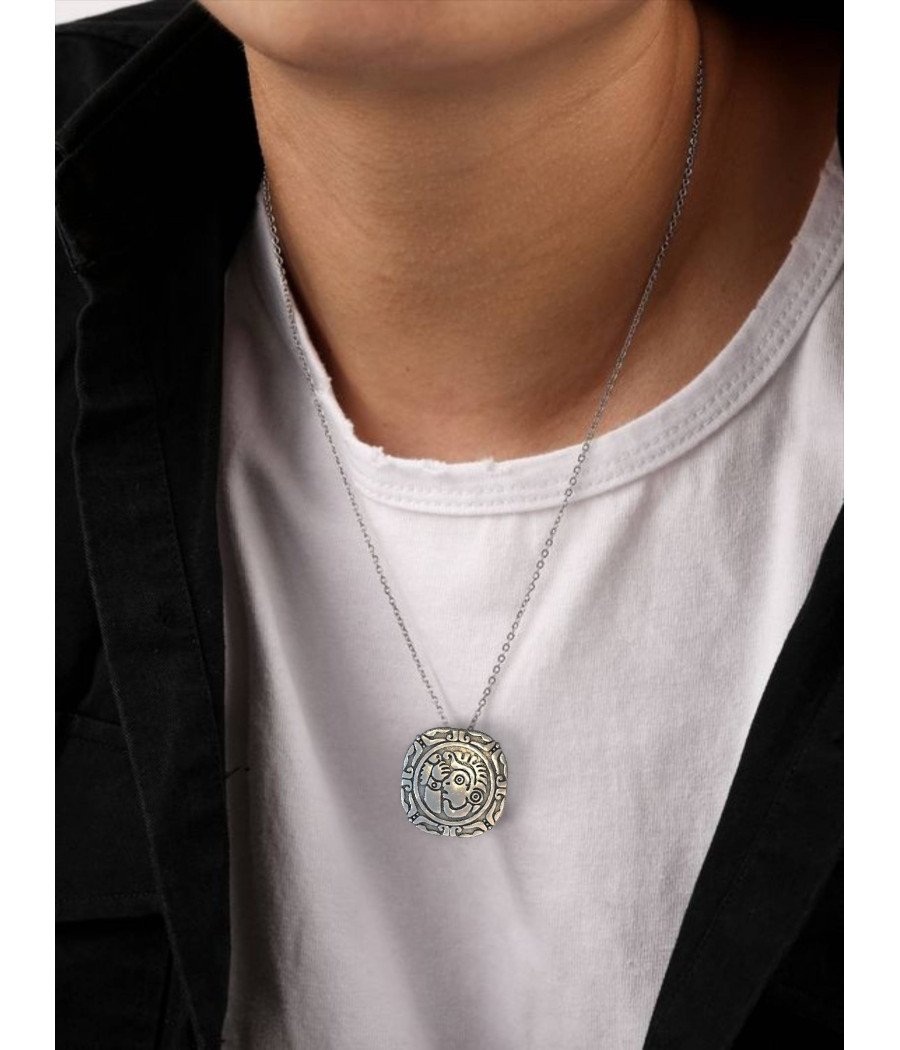 Mens Silver Pendant - Mens Coin Pendant 0329