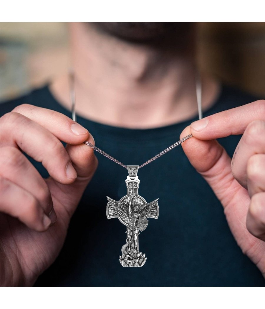 Catholic Saint Michael Cross Necklace 0326