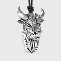 Silver Bull Head Pendant - Taurus Zodiac Necklace 0324