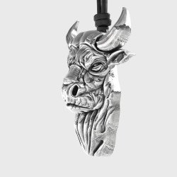 Silver Bull Head Pendant - Taurus Zodiac Necklace 0324