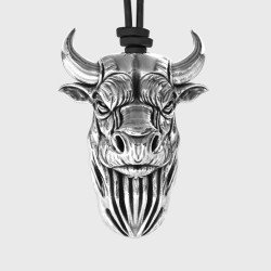 Silver Bull Head Pendant - Taurus Zodiac Necklace 0324