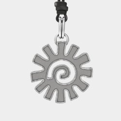 Mens Silver Aztec Sun Pendant Necklace 0290