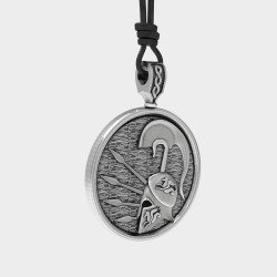 Ασημένιο Ανδρικό Κολιέ Σπαρτιάτικη Περικεφαλαία 0318