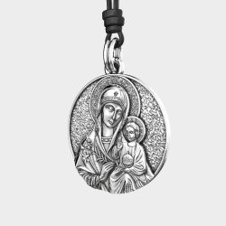 Ασημένιο Μενταγιόν Με Την Παναγία Και Τον Ιησού Χριστό Βρέφος