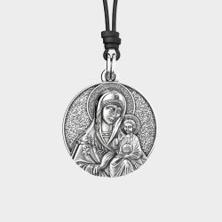 Collar de plata de ley con medalla Virgen María y Niño 0314