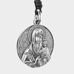 Ασημένιο Μενταγιόν Με Την Παναγία Και Τον Ιησού Χριστό Βρέφος