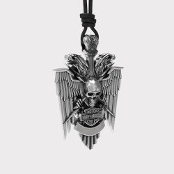 Herren Silber Halskette Harley Davidson Totenkopf 0313