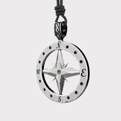 Silver North Star Compass Necklace - Mens Silver Compass
