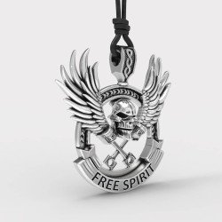 Ανδρικό Κολιέ Νεκροκεφαλή Με Φτερά 0311