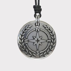 Silver Compass Mens Necklace - Silver Pendant Necklace For Men