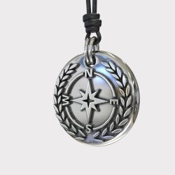 Silver Compass Mens Necklace - Silver Pendant Necklace For Men