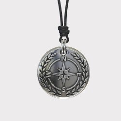 Silver Compass Mens Necklace - Silver Pendant Necklace For Men