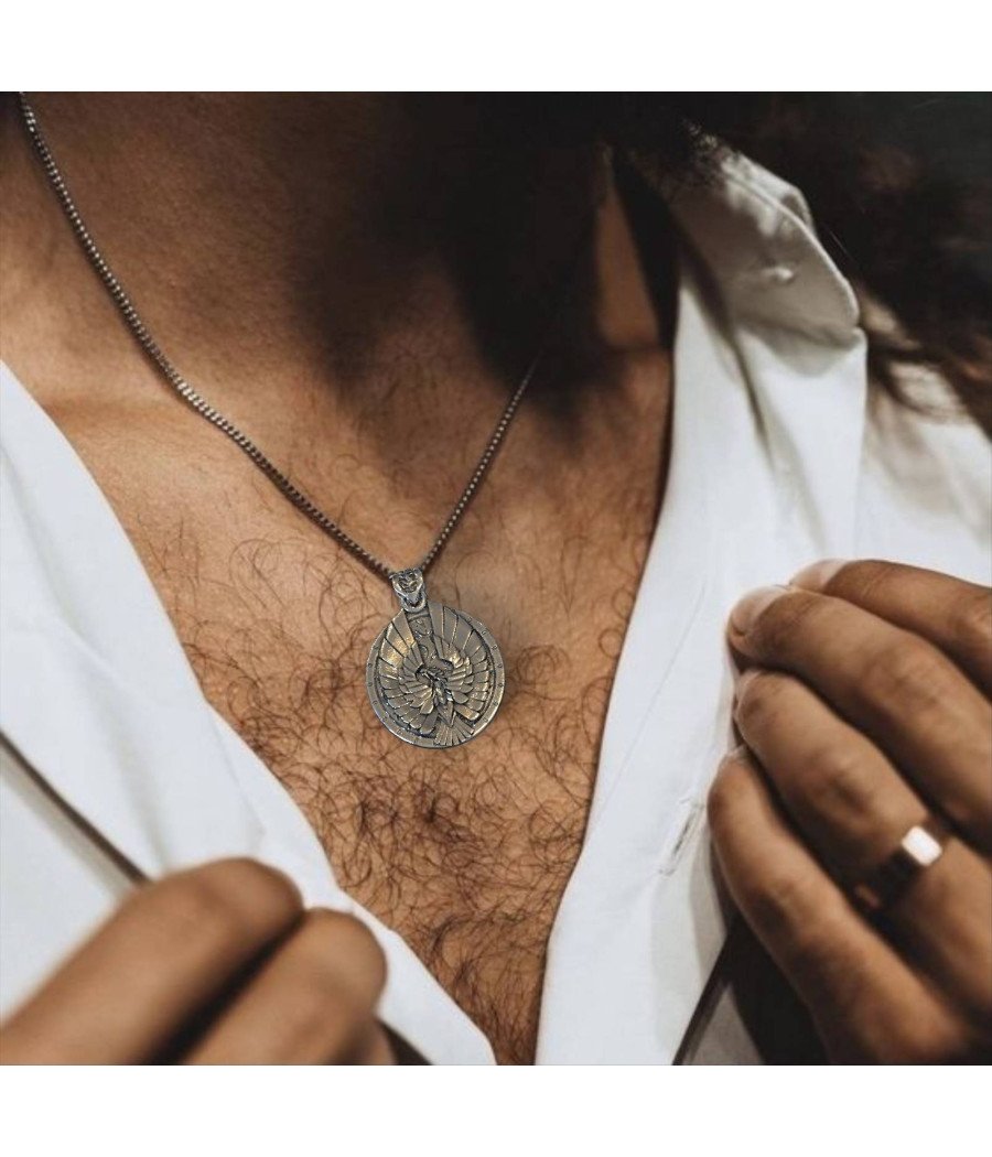 Collar con colgante de águila con moneda única para hombre en