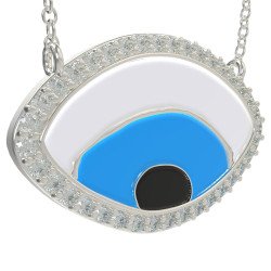 Collar de cadena dorada con forma de mal de ojo 0893L