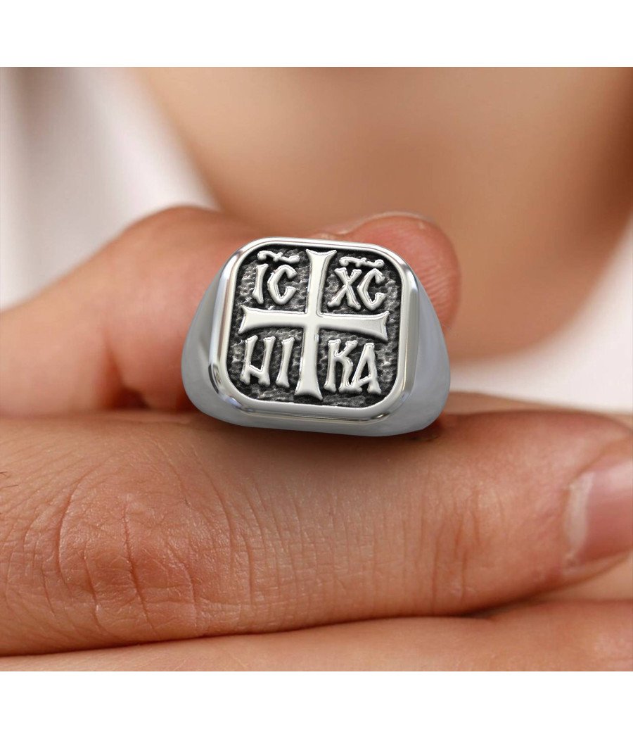 Религиозное кольцо с крестом Ic Xc Nika Signet 0330