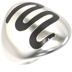 Chevalier Women's Snake Ring With Black Enamel 1425L