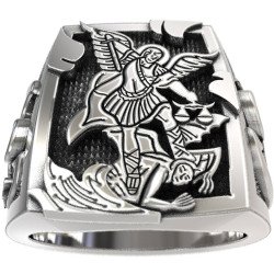 Bague Signet Saint Michael Christian 0526