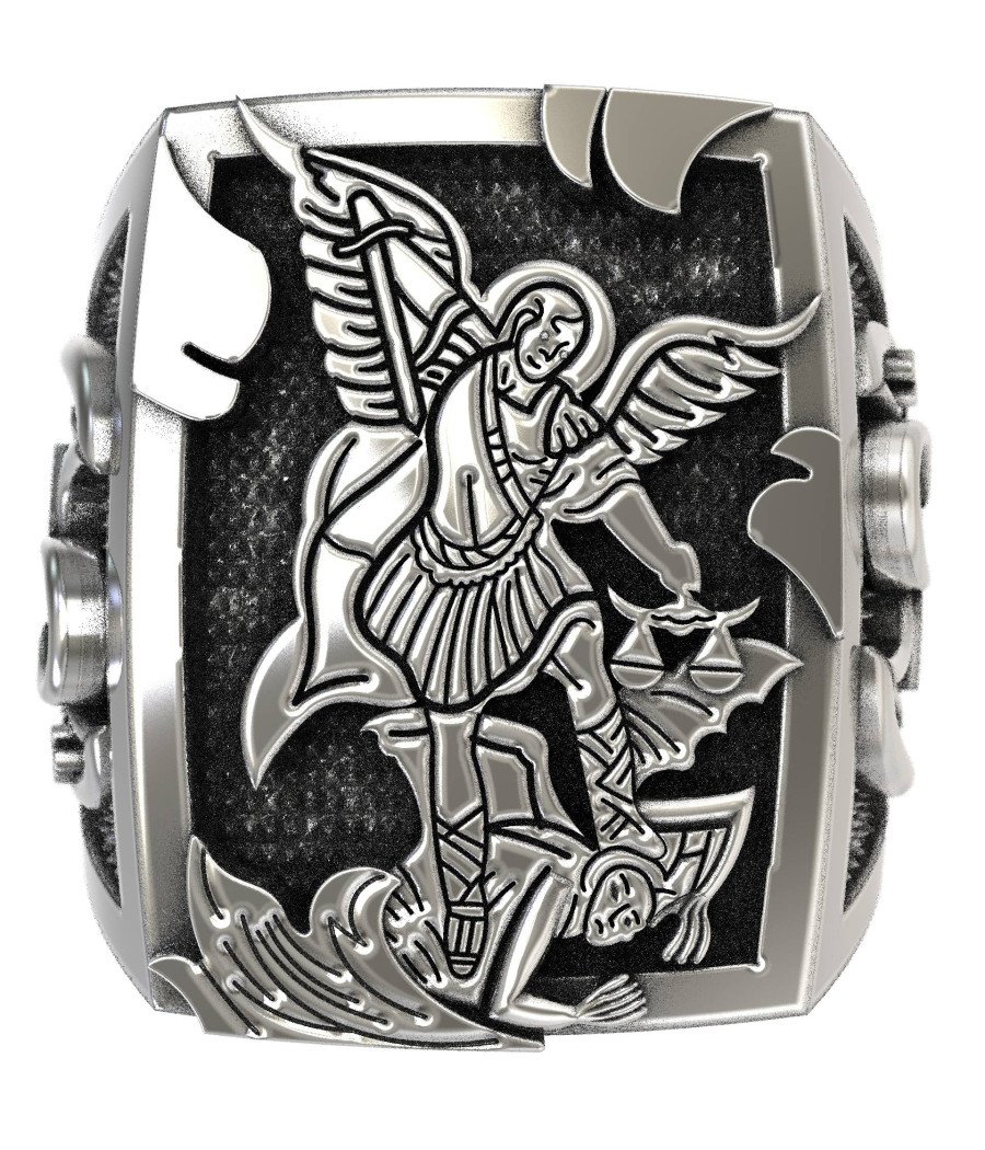 Bague Signet Saint Michael Christian 0526