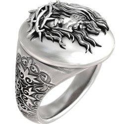 Premium Christian Religious Mens Jesus Signet Ring 0653