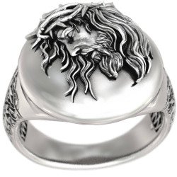 Premium Christian Religious Mens Jesus Signet Ring 0653