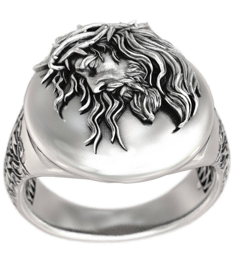 Premium Christian Religious Mens Jesus Signet Ring 0653