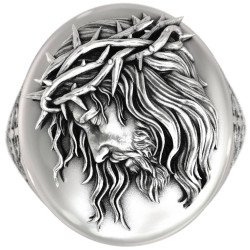 Premium Christian Religious Mens Jesus Signet Ring 0653