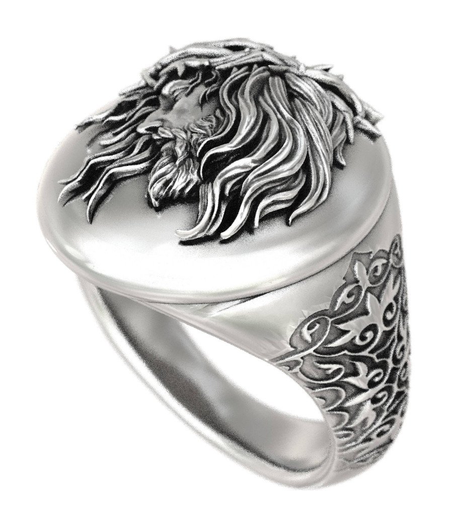 Premium Christian Religious Mens Jesus Signet Ring 0653