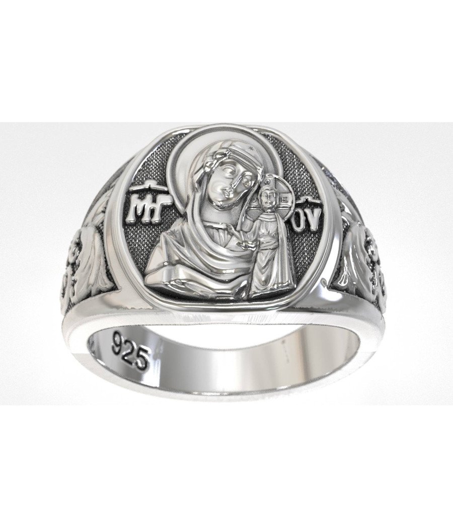 Anillo de sello cristiano Virgen María Niño Jesús 0203