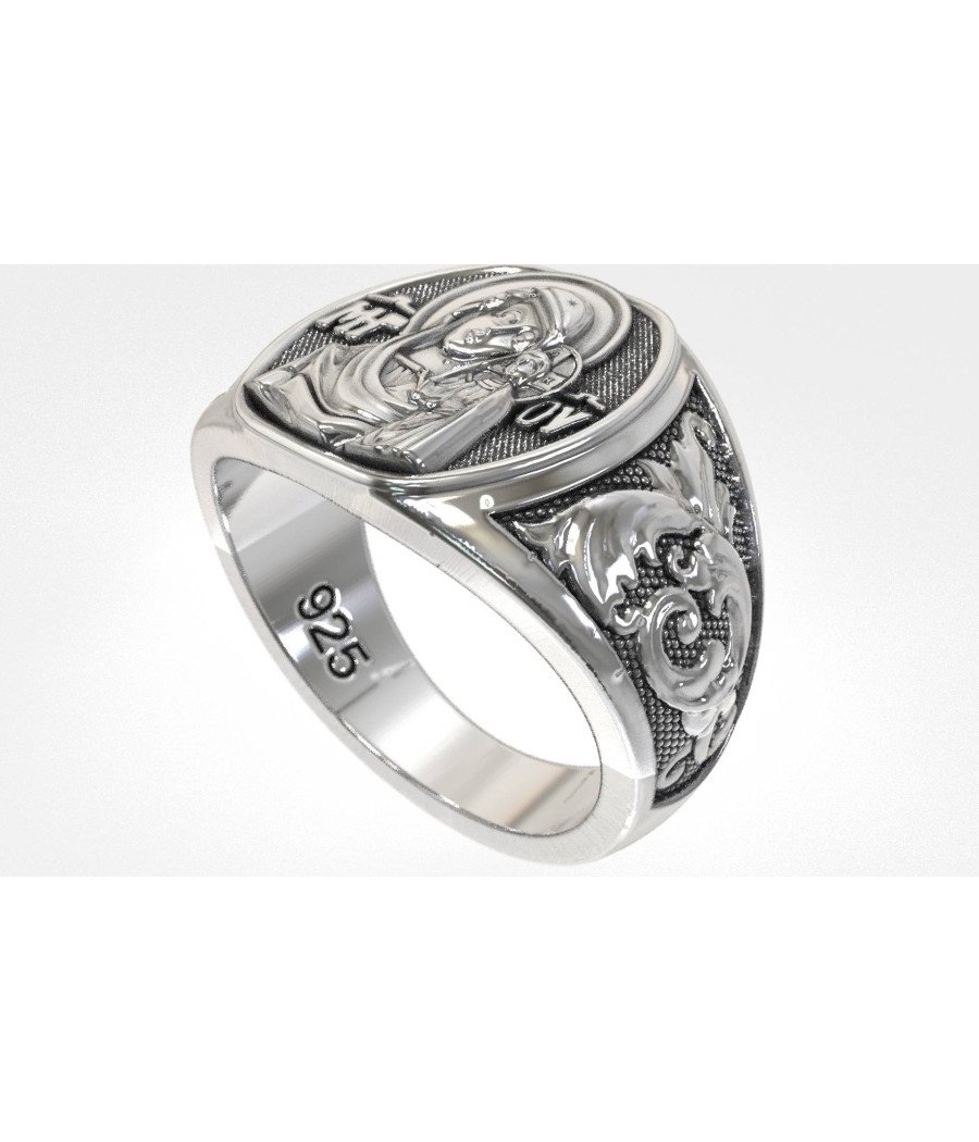 Anillo de sello cristiano Virgen María Niño Jesús 0203