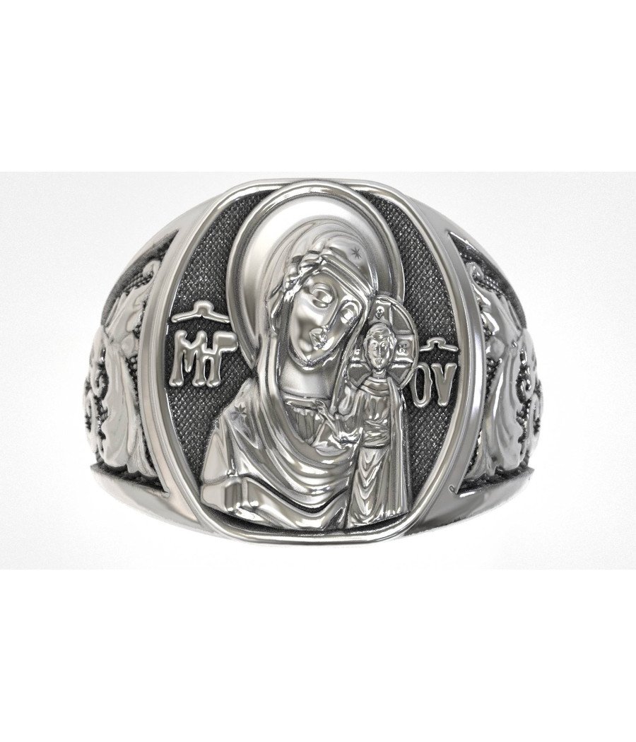 Christian Virgin Mary Baby Jesus Signet Ring 0203