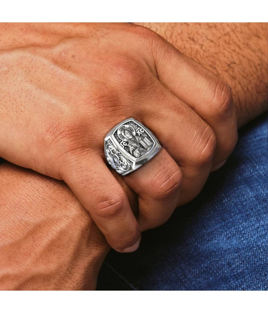 Signet bague Jésus Christ Amulette de la foi et de l'amour 0204