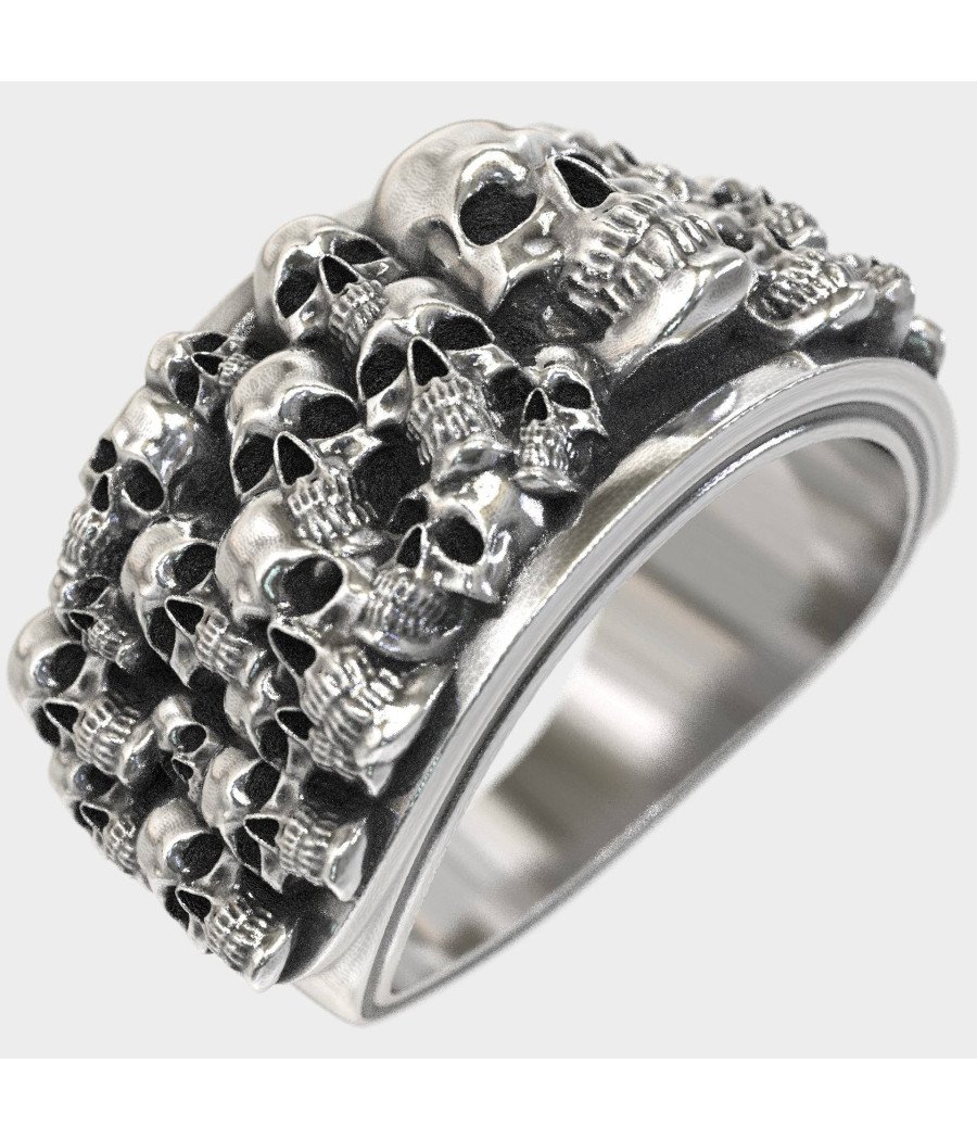 Ανδρικο Δαχτυλιδι Με Νεκροκεφαλες - Biker Rings 0337
