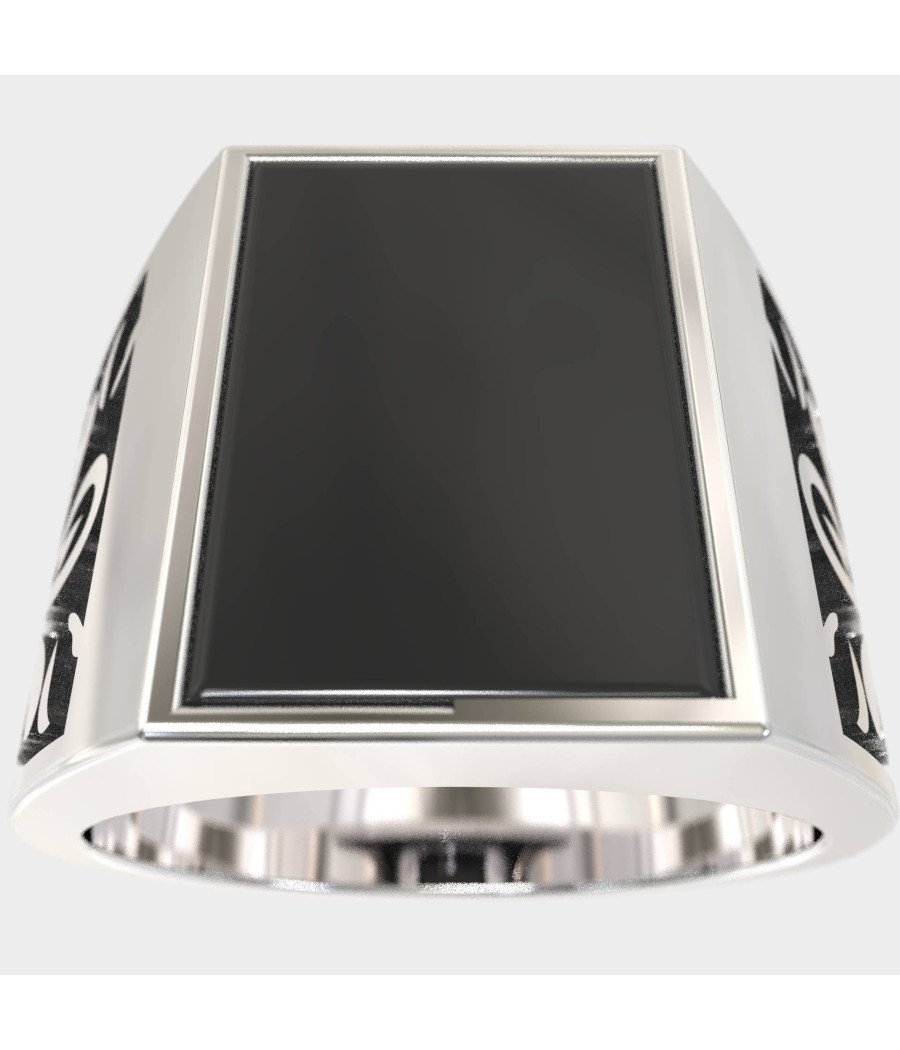 Bague chevalière en onyx noir oxydé 0296