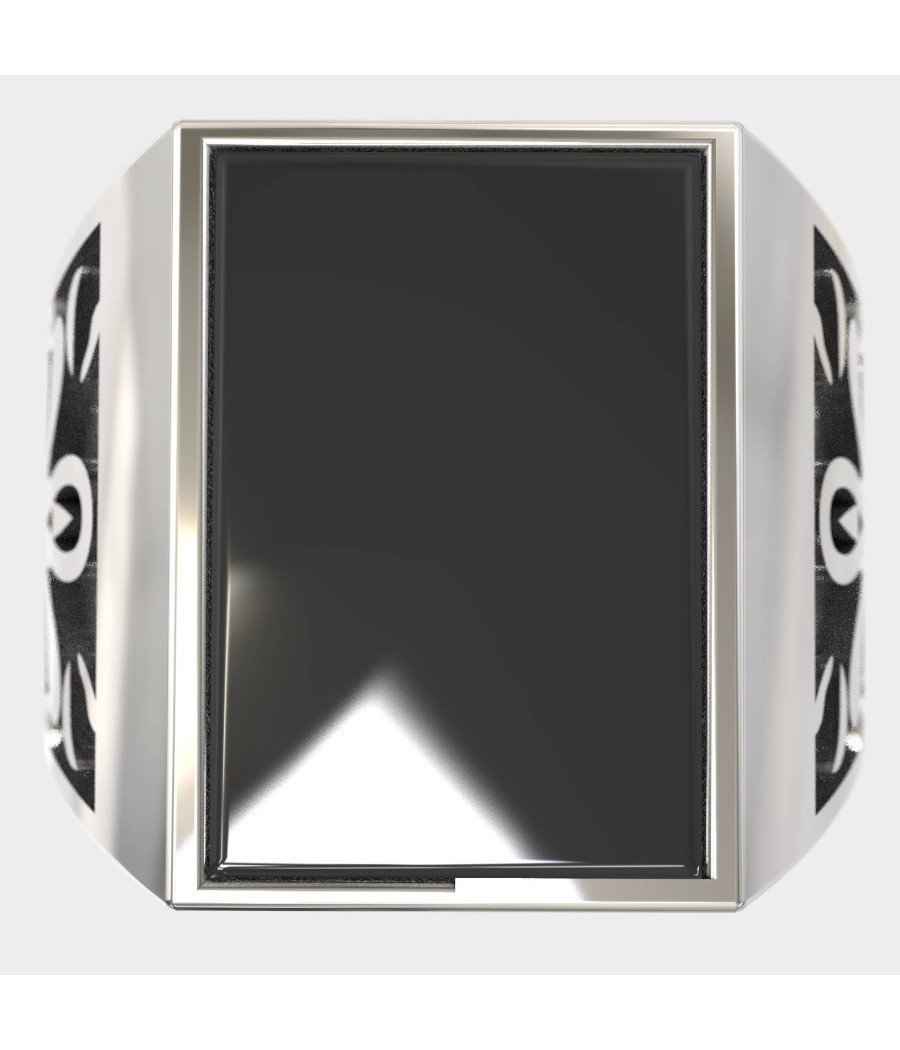 Oxidized Black Onyx Signet Ring 0296