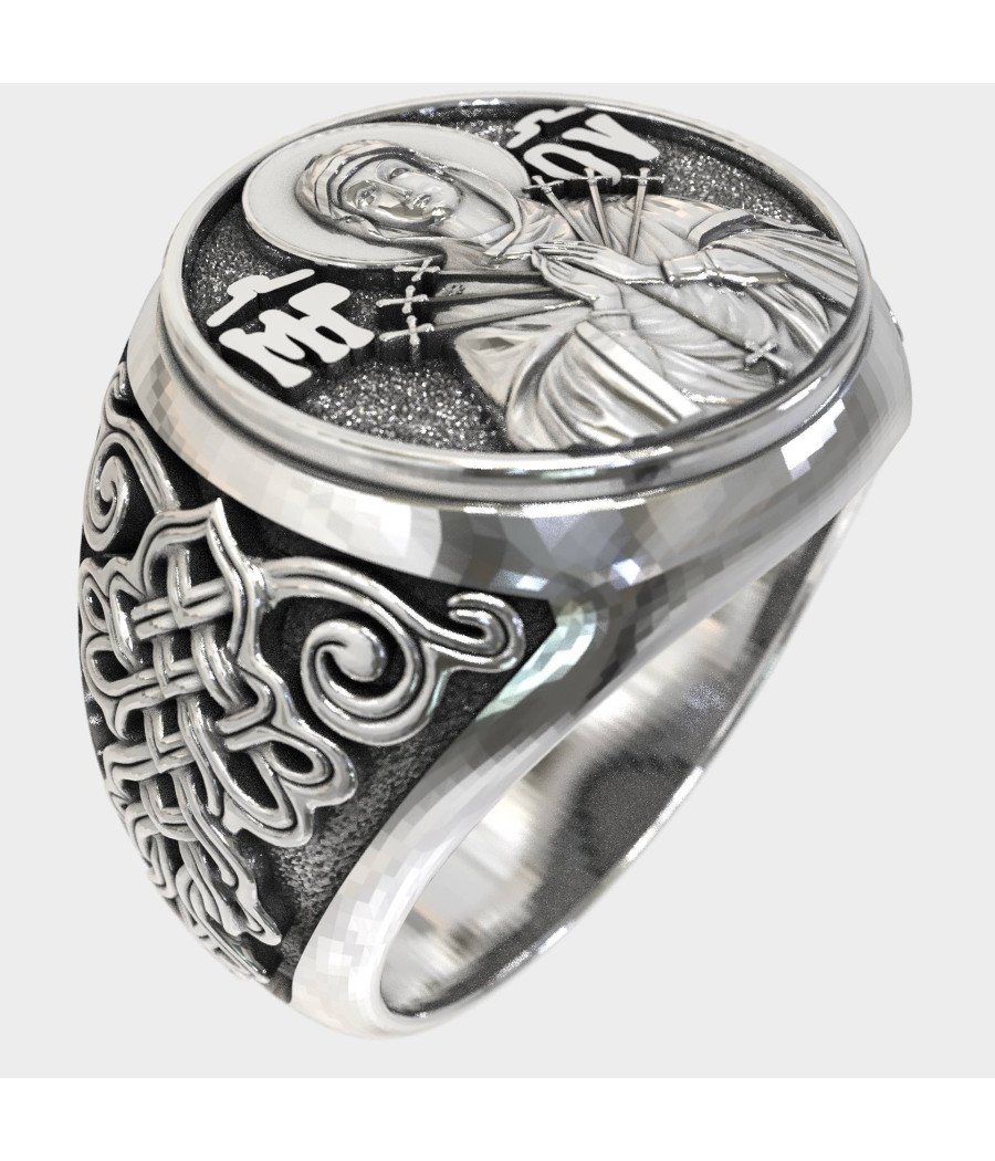 Ανδρικο Δαχτυλιδι Η Παναγια Με Τα Επτα Σπαθια 0549