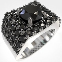 bague de luxe à diamant noir pour homme 0536