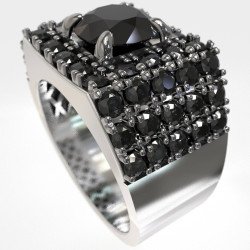 lujo anillo de diamantes negros para hombres 0536