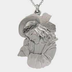 Religiöse Silber Jesus Christus Anhänger Halskette 0146