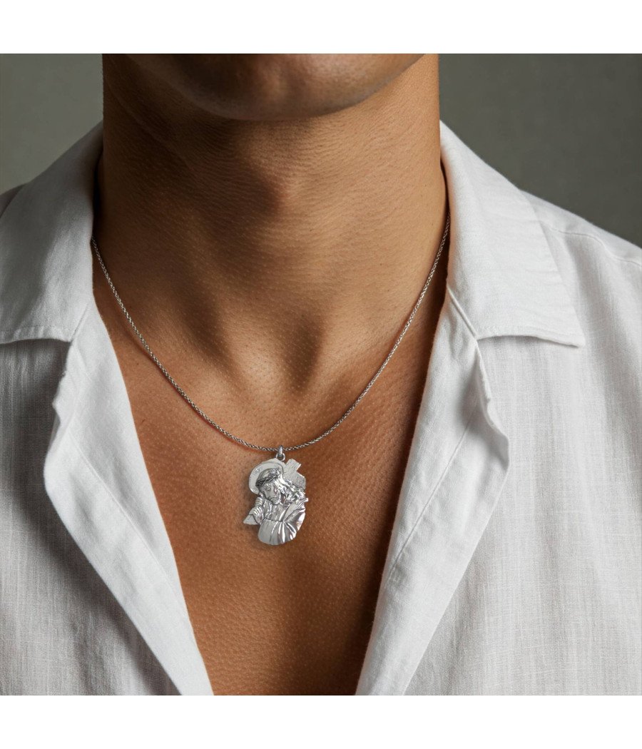 Collier religieux en argent avec pendentif Jésus Christ 0146